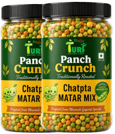 Turf Fresh Premium Panch Crunch MatarMix | Bharuch Special Roasted Five Floavours Chatpta PeasMix | High Panch Protein CrunchyMix Snack | Healthy & Tasty MixNamkeen | Power Packed Anytime Snack