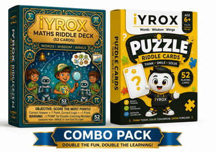 Maths & Puzzle Riddle Cards Combo | 104 Brain Teasers for Kids, Teens & Family | Fun Learning & Problem-Solving Game