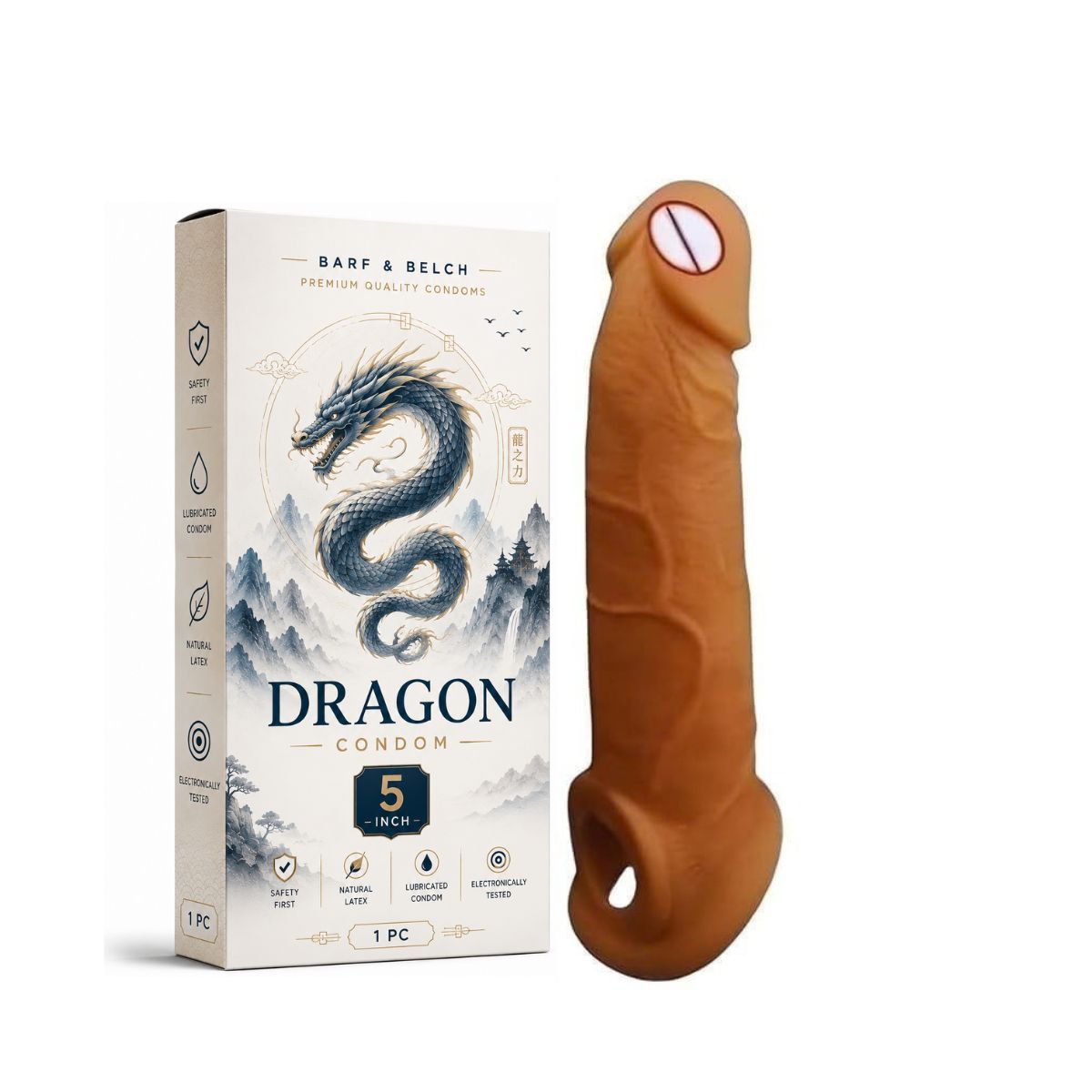 Dragon Condom 5 Inch – Textured Dragon Design