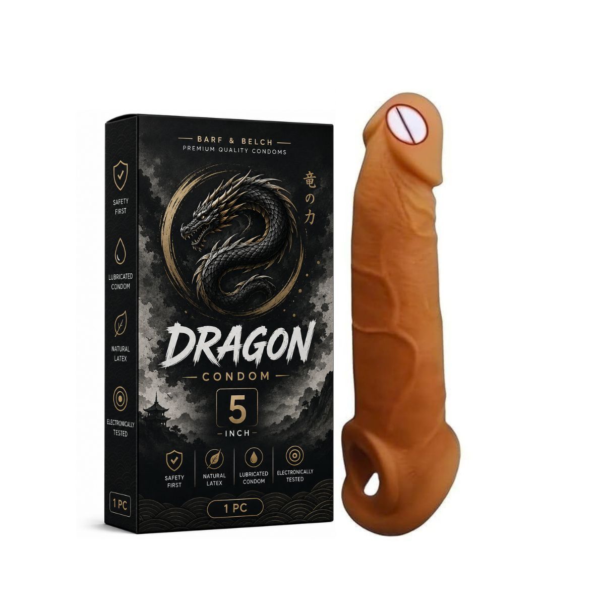 Dragon 5 Inch Textured Condom for Men