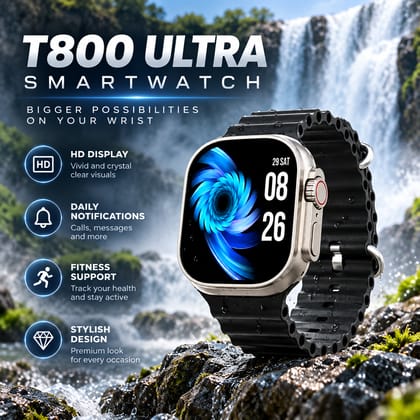 T800 Ultra Smart Watch 1.9inch 45mm Hiwatch Pro Bluetooth Calling Hd Smart Smartwatch (multicolour Free Size)