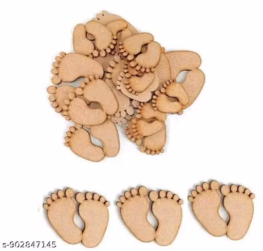 DHRUVINSRI MDF Wooden Cutout mdf feet Charan,Paduka, Laxmi Ji Charn paduka, pagla , Festival item Diwali , Navratri(pack of 25 Pcs)