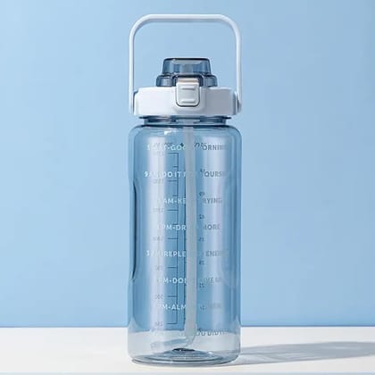 2 Litre Water Bottle with Motivational Time Marker, Straw & Handle -Leakproof, Durable, Non-Toxic, BPA-Free | Best for Office, School, Gym, Yoga, Outdoor Sports 