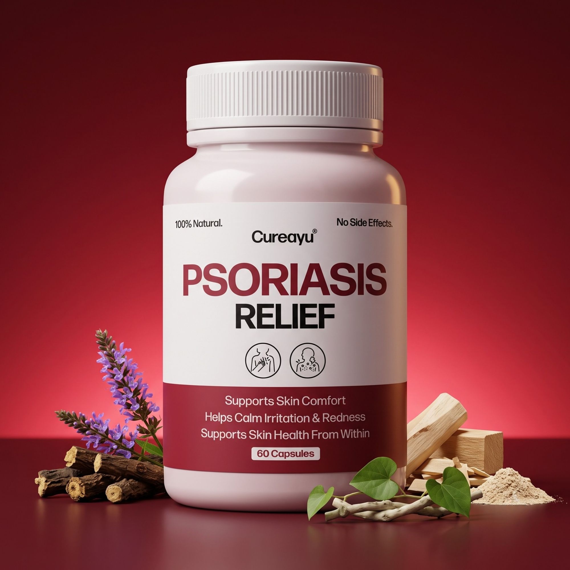 Cureayu Psoriasis Relief Capsules | Ayurvedic Medicine for Skin Health Management | For Skin Comfort, Calmness & Healthy Skin Balance