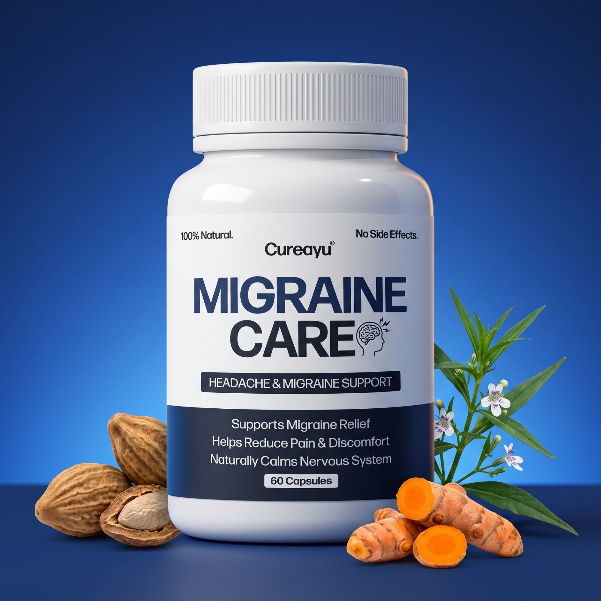 Cureayu Migraine Care Capsules | Ayurvedic Support for Migraine & Headache Relief 