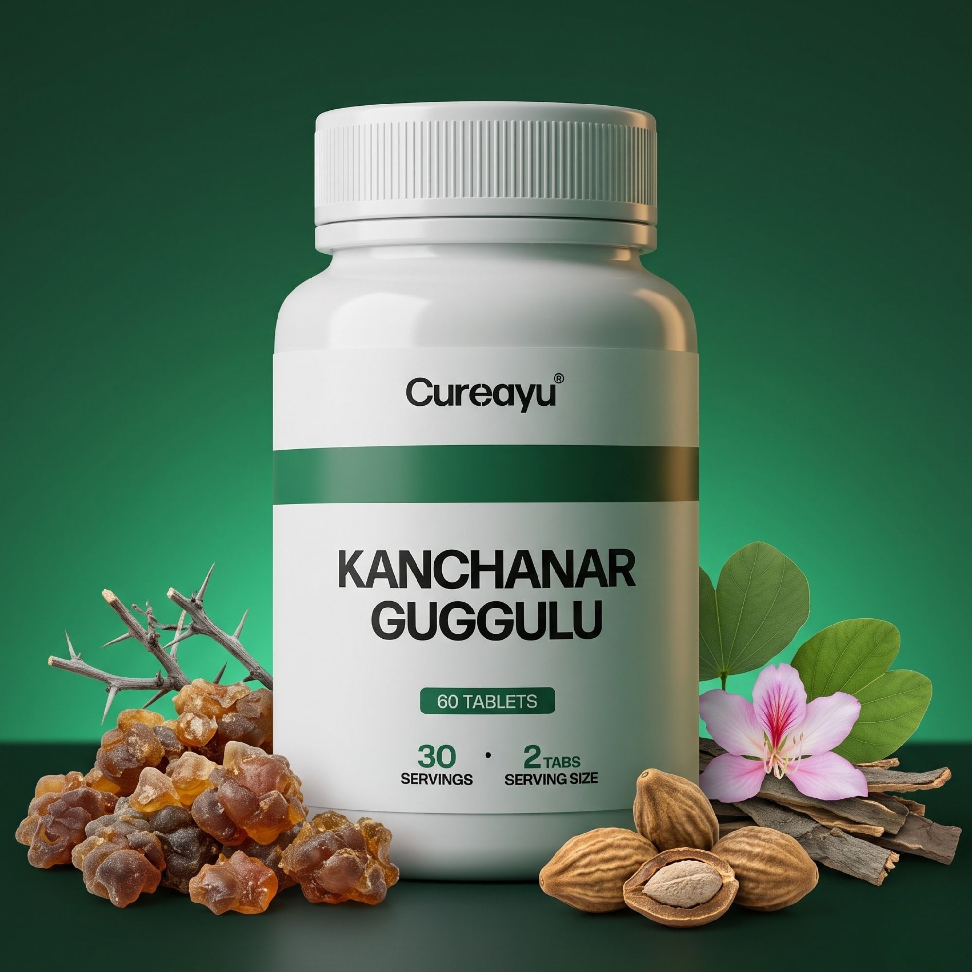 Cureayu Kanchanar Guggulu Tablets | Ayurvedic Support for Cysts, Detox & Glandular Health