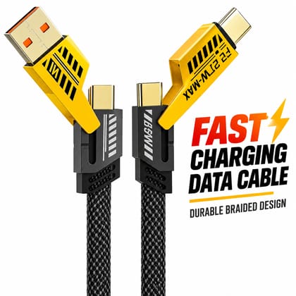 4-in-1 Fast Charging Cable Nylon Braided Data Cord