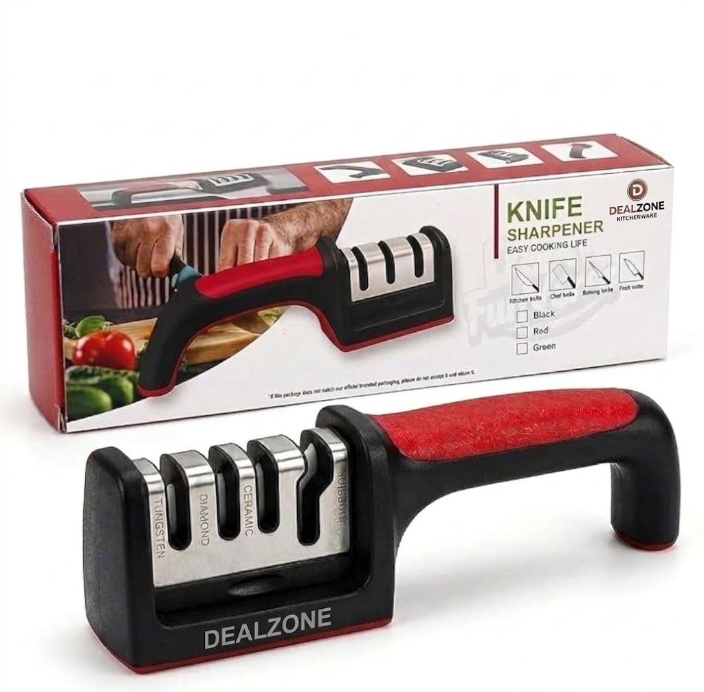 DEALZONE 3-Stage Manual Kitchen Knife & Scissor Sharpener