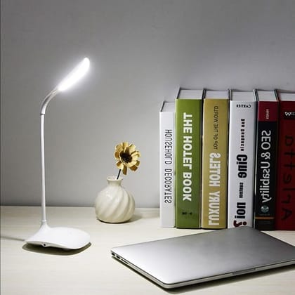 Study Lamp for Students | LED Desk Lamp with Flexible Gooseneck for Reading, Office | Touch Dimmer | Eye-Protection Study Light | Rechargeable Stable Desk Lamp 