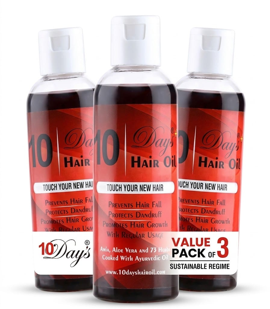Elegantra Naturavives 10 Days Hair Oil 100ml Each – Best Ayurvedic Hair Growth & Anti-Hair Fall Oil Pack of 3