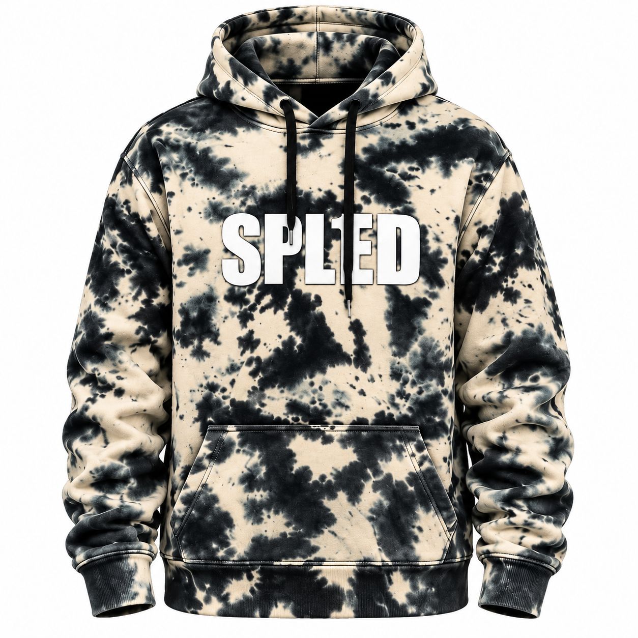 Black & Cream Tie-Dye Oversized Hoodie – SPL1ED Print
