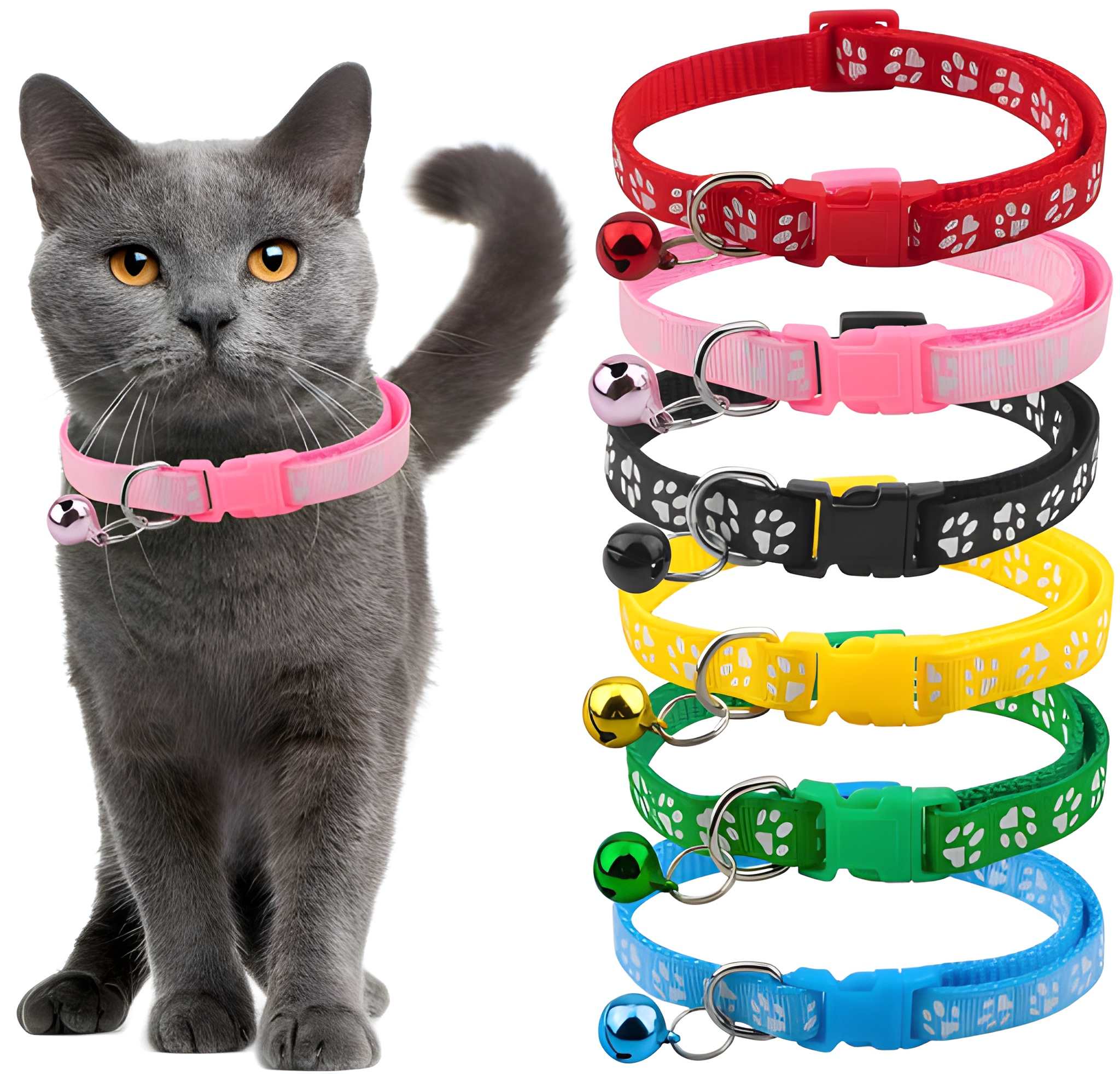 Heavy Duty Nylon Cat Harness Pack of 4 | Adjustable & Comfortable Harness Collars for Cats, Kittens & Persian Cats | Lightweight Pet Walking & Training Harness Set (Original)