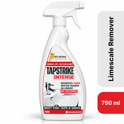 OrangeDemon TapStrike Intense Limescale Remover Spray 750ml | Hard Water Stain Remover for Taps, Sinks & Bathroom Fittings