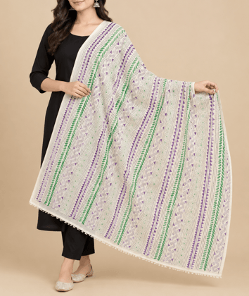 Kantha Embroidery Pure Tussar Silk Dupatta Kantha Embroidery Pure Tussar Silk Dupatta