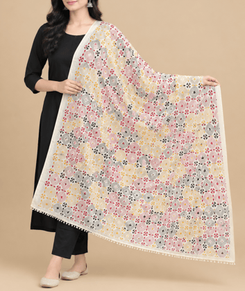 Kantha Embroidery Tussar Silk Dupatta Kantha Embroidery Tussar Silk Dupatta