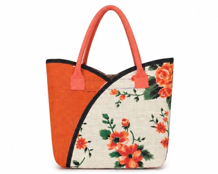 Women's Jute Floral & Cycle Print Eco-Friendly Tote Bag