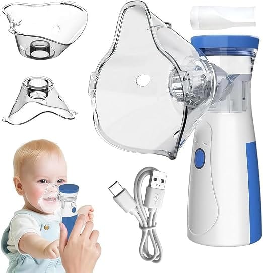 Portable Handheld Mesh Nebulizer Machine for Kids Adults, Quiet Nebulizer with 2 Masks & Mouthpiece