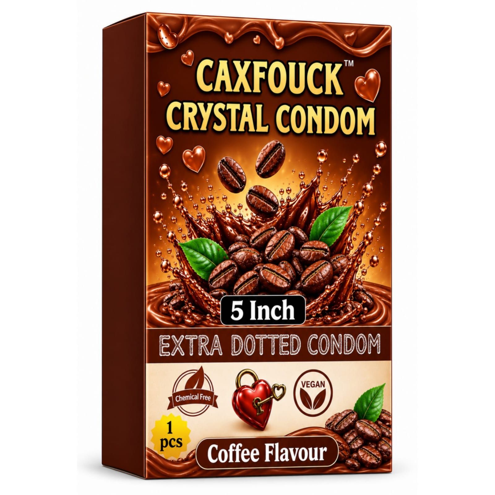 Caxfouck Crystal Condom Coffee Flavor 5 Inch Extra Dotted & Comfort Reusable Condom (1 Pc)