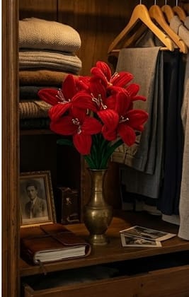 Handmade Red Velvet Artificial Amaryllis Flower Bouquet Handmade Red Velvet Artificial Amaryllis Flower Bouquet