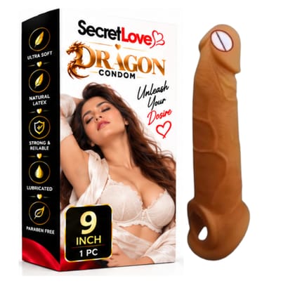 Fantasy Dragon Condom 9 Inch Silicone – Unique Dragon Design Premium Adult Intimate Accessory