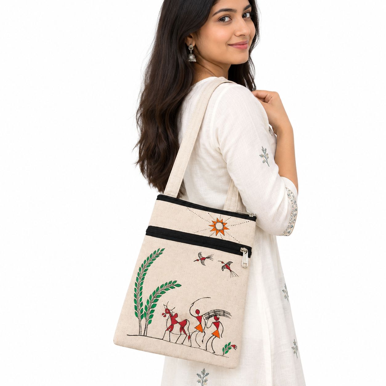 Jute Crossbody Sling Bag for Women