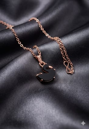 Rose Gold-Plated Black Swan Pendant Necklace Rose Gold-Plated Black Swan Pendant Necklace