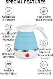 Portable Foldable Electric Kettle | Travel Water Boiler | Compact Hot Water Kettle