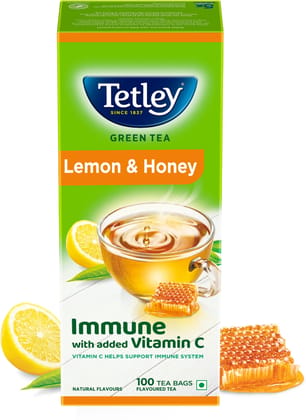 Tetley Green Tea Lemon & Honey Green Tea Bags Box 100 Sachets