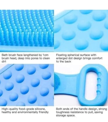 Long Handle Silicone Bath Body Scrubber Brush for Shower & Back Cleaning