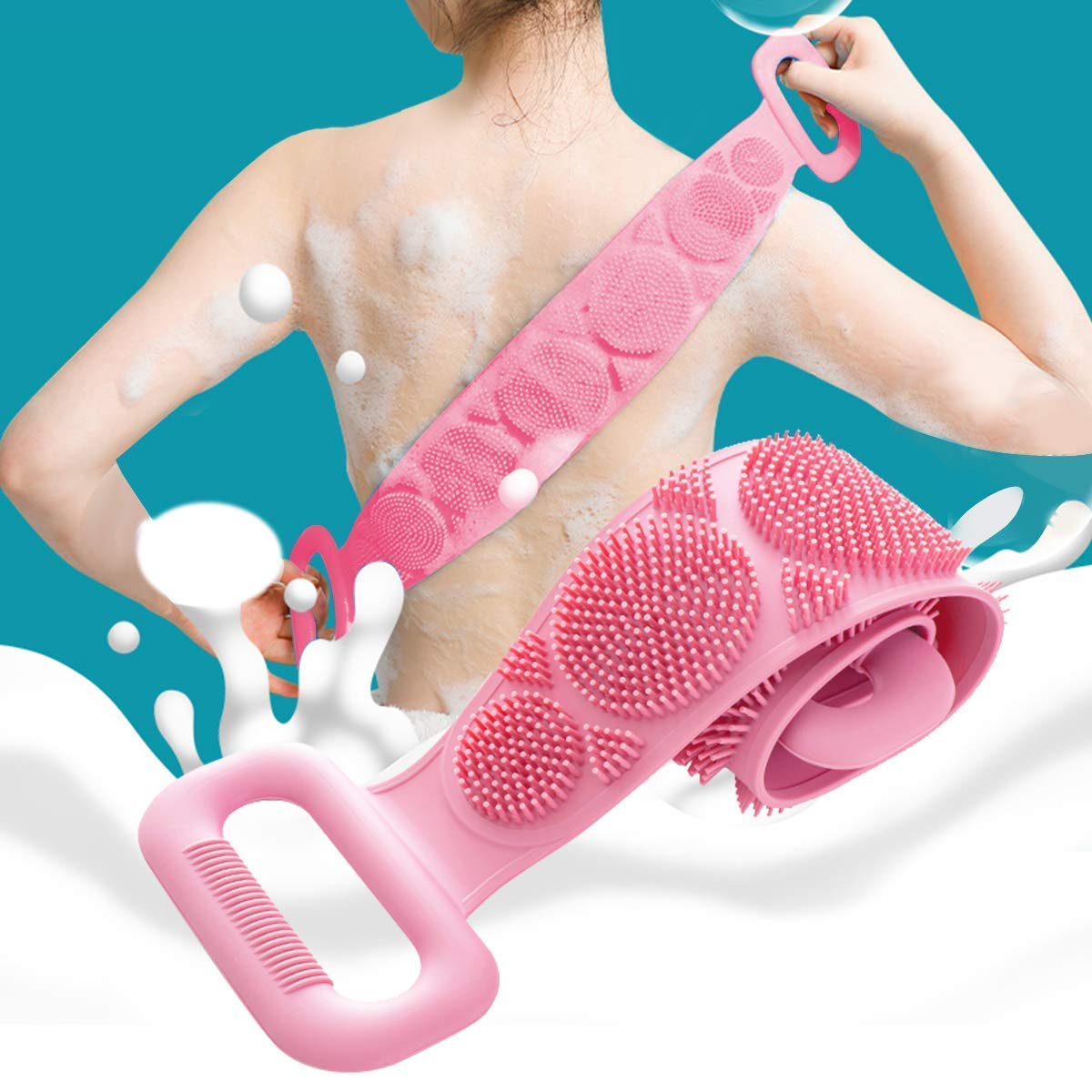 Silicone Bath Body Scrubber & Back Cleaning Massage Brush | Flexible Body Shower Scrubber