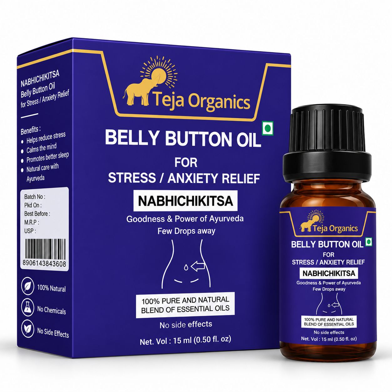 Belly Button Oil for Stress & Anxiety Relief 15 ml | Stress / Anxiety Relief | Supports Relaxation & Sleep