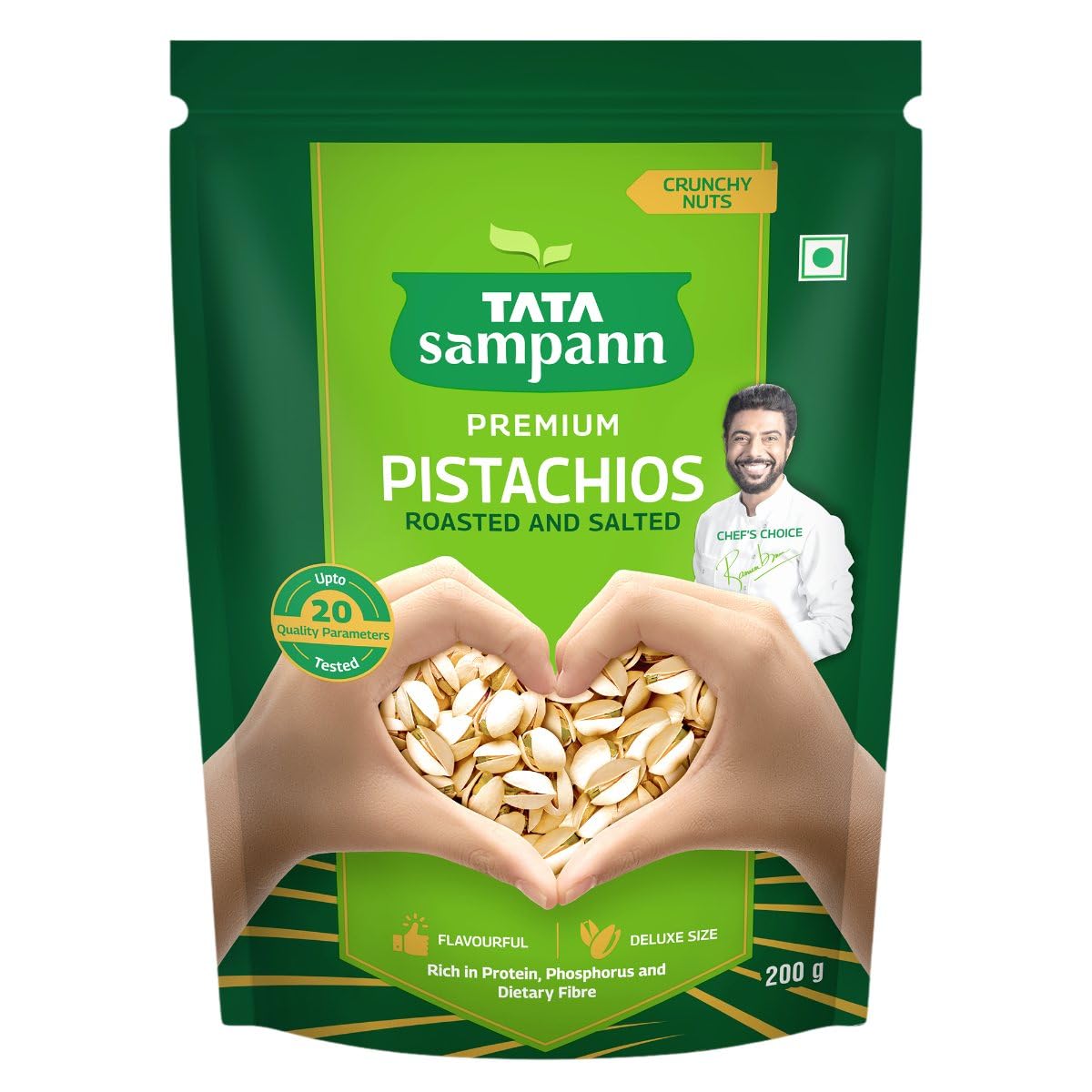 Tata Sampann Roasted & Salted Pistachios 200 g Pack of 10 | Pista | 2 kg
