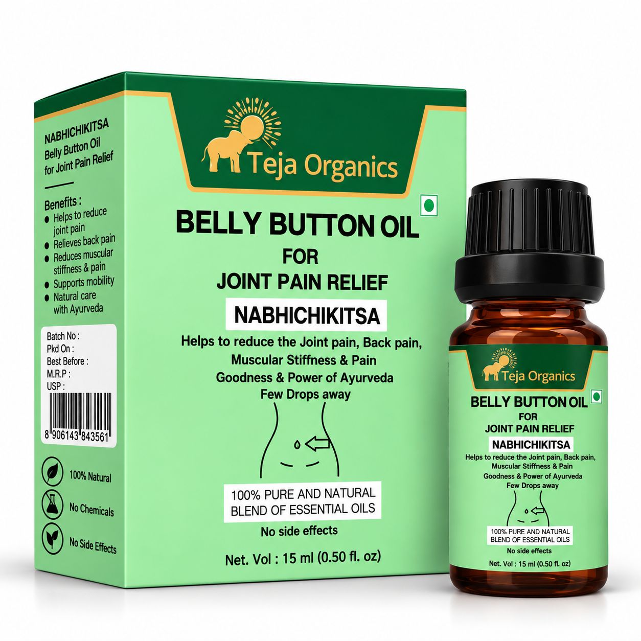 Belly Button Oil for Joint Pain Relief 15 ml | Nabhi Oil Herbal Blend | Supports Joint Comfort | Flexibility & Mobility | Relaxation