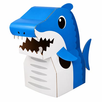 DIY Shark Cardboard Costume for Kids 3+ | Wearable Fish Animal Fancy Dress Set with Tape| Lightweight Eco Friendly Material, Easy Assembly, School Event Theme Use (Blue Shark) -  D’bebé