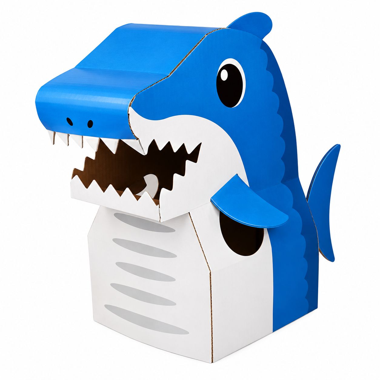DIY Shark Cardboard Costume for Kids 3+ | Wearable Fish Animal Fancy Dress Set with Tape| Lightweight Eco Friendly Material, Easy Assembly, School Event Theme Use (Blue Shark) -  D’bebé