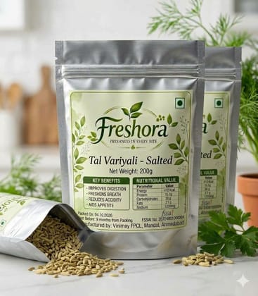 Freshora Mouth Freshner - Tal Variyali - Salted (200 gram Pouch) - "Tradition in every grain, freshness in every bite."