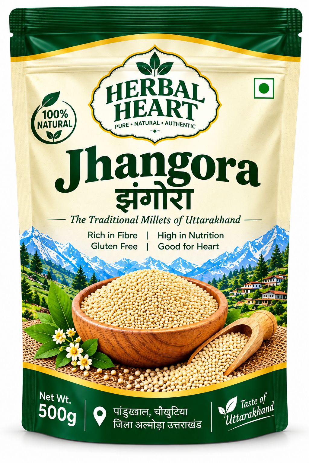 Herbal Heart Jhangora (Barnyard Millet) – Traditional Uttarakhand Millet | 500 g