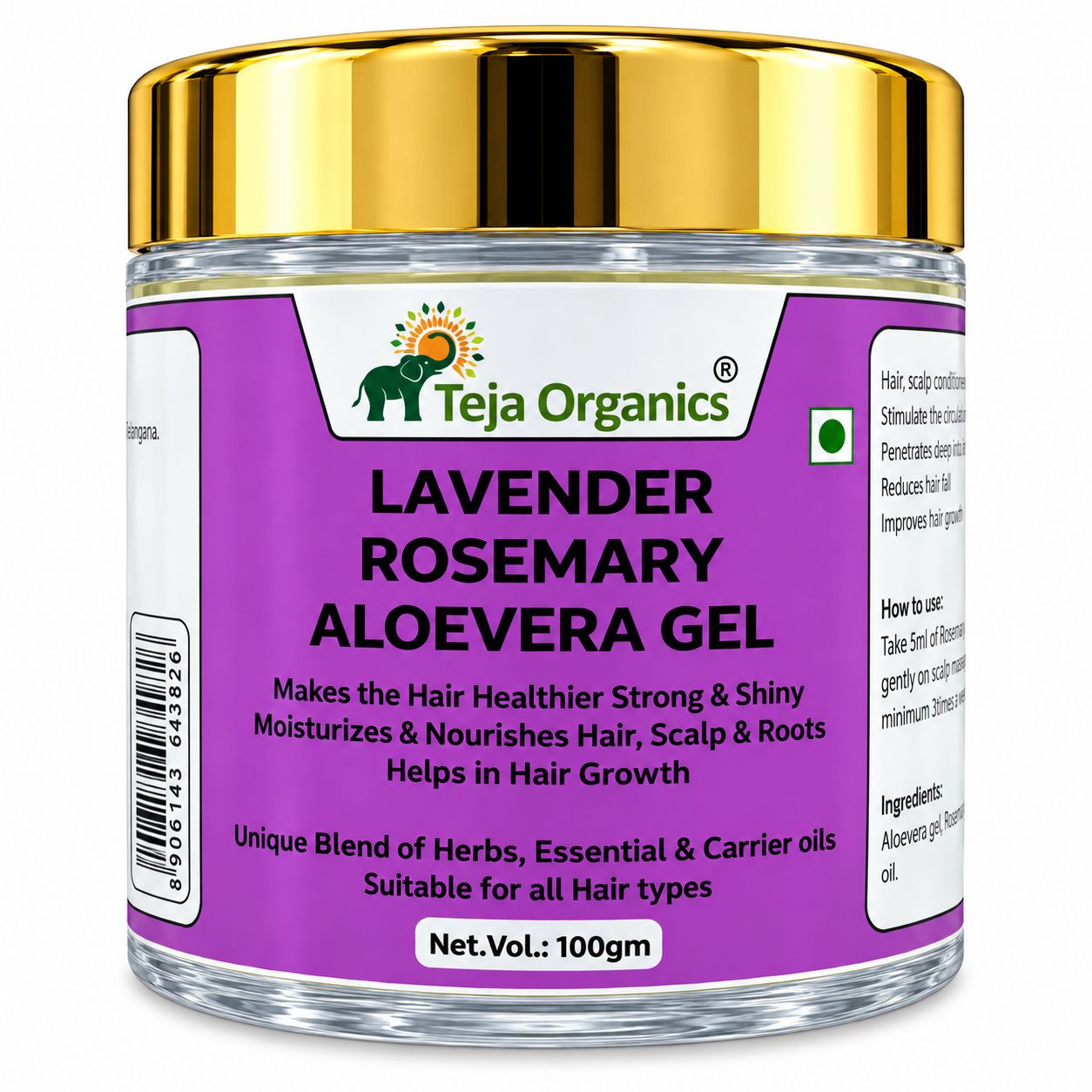 Lavender Rosemary Aloe Vera Gel 100g | Moisturizes & Nourishes the Scalp & Root |  No Parabens, No Sulphates