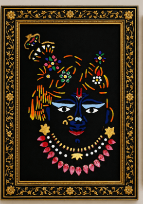 Sanjhi Art Krishna Painting 13.5 inches X19.5 inches Sanjhi Art Krishna Painting 13.5 inches X19.5 inches