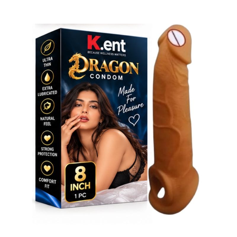 8 Inch Dragon Condom | Fantasy Collection Silicone Accessory | Dragon Inspired Design | Reusable Novelty Product