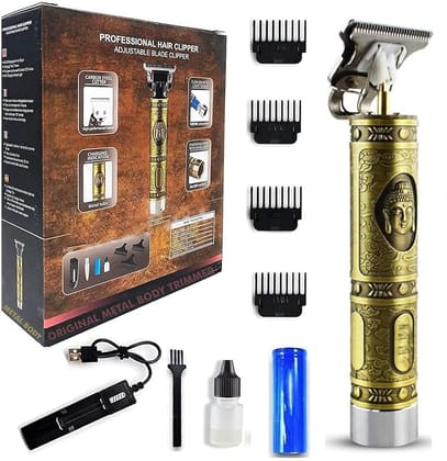 Professional Metal Hair Clipper & Beard Trimmer for Men with Adjustable Blade and 4 Guide Combs