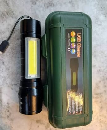 Rechargeable LED Flashlight Torch Metal Mini COB Side Light