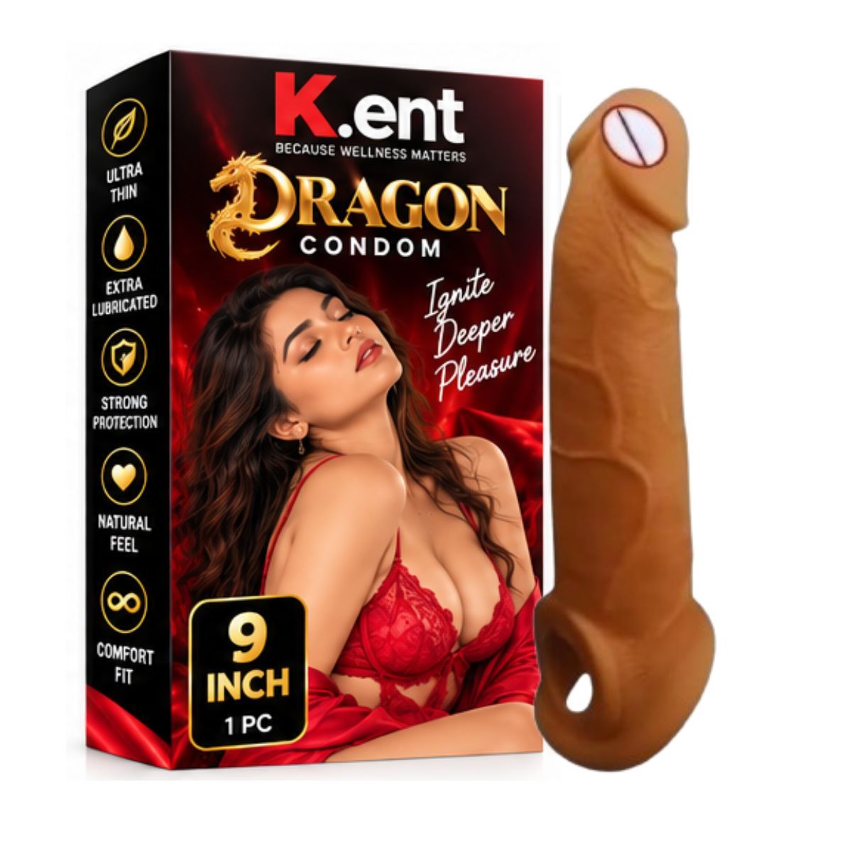 9 Inch Dragon Condom | Silicone Dragon Condom | Fantasy Dragon Adult Toy | Reusable Dragon Novelty | Textured Fantasy Silicone Accessory