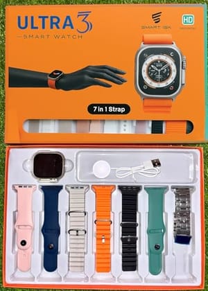 Smart Watch Ultra3 7 in 1 Straps 2.01 Infinite Display BT Calling Sports Mode Fitness 7 Belt for Men & Women Smartwatch Smart Watch Ultra3 7 in 1 Straps 2.01 Infinite Display BT Calling Sports Mode Fitness 7 Belt for Men & Women Smartwatch