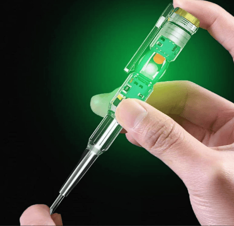 Rysonix Professional Electrician Test Pen Intelligent Green LED Light Voltage High-Brightness Tester Pen-Multi-function LED Test Pen with Screwdriver for Electric Power Testing, Voltage Tester Detector [Safety Pen]