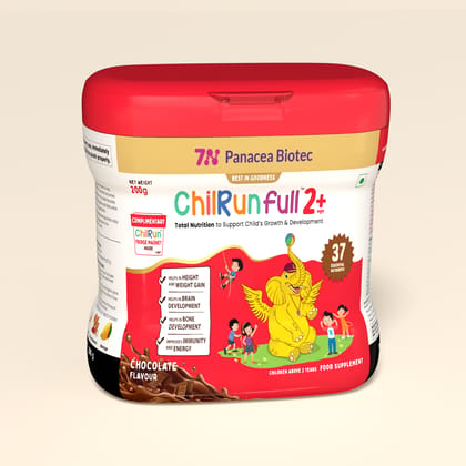 ChilRun Full 2+, Health and Nutrition Drink, Chocolate, 200g, Jar. Total Nutrition For Children’s Growth, Supports Weight & Height Gain, Immune Function & Brain Development. ChilRun Full 2+, Health and Nutrition Drink, Chocolate, 200g, Jar. Total Nutrition For Children’s Growth, Supports Weight & Height Gain, Immune Function & Brain Development.