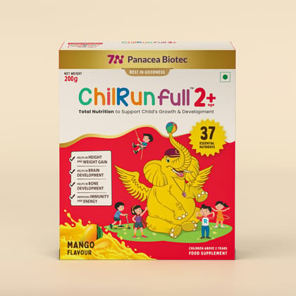 ChilRun Full 2+, Health and Nutrition Drink, Mango, 200g, Box. Total Nutrition For Children’s Growth, Supports Weight & Height Gain, Immune Function & Brain Development. ChilRun Full 2+, Health and Nutrition Drink, Mango, 200g, Box. Total Nutrition For Children’s Growth, Supports Weight & Height Gain, Immune Function & Brain Development.