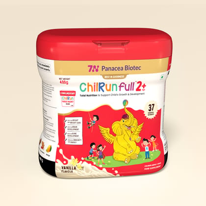 ChilRun Full 2+, Health and Nutrition Drink, Vanilla, 400g, Jar. Total Nutrition For Children’s Growth, Supports Weight & Height Gain, Immune Function & Brain Development. ChilRun Full 2+, Health and Nutrition Drink, Vanilla, 400g, Jar. Total Nutrition For Children’s Growth, Supports Weight & Height Gain, Immune Function & Brain Development.