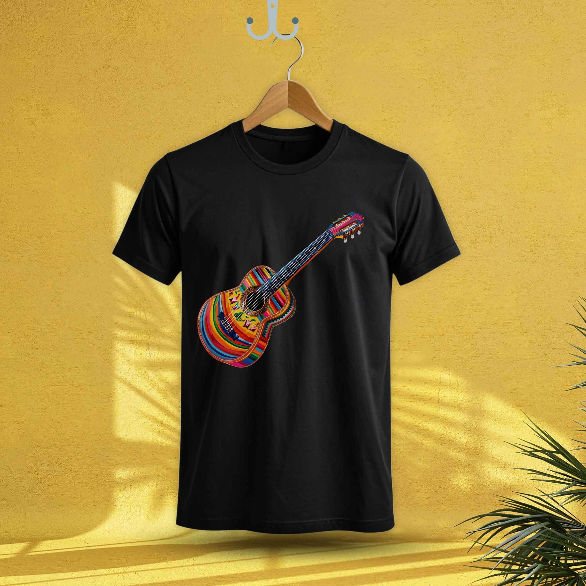 Trishoolin Colorful Guitar Musical Theme T-Shirt | Design 70028MB | Cotton Regular Fit | Crew Neck / Round Neck Half Sleeve | Pack of 1