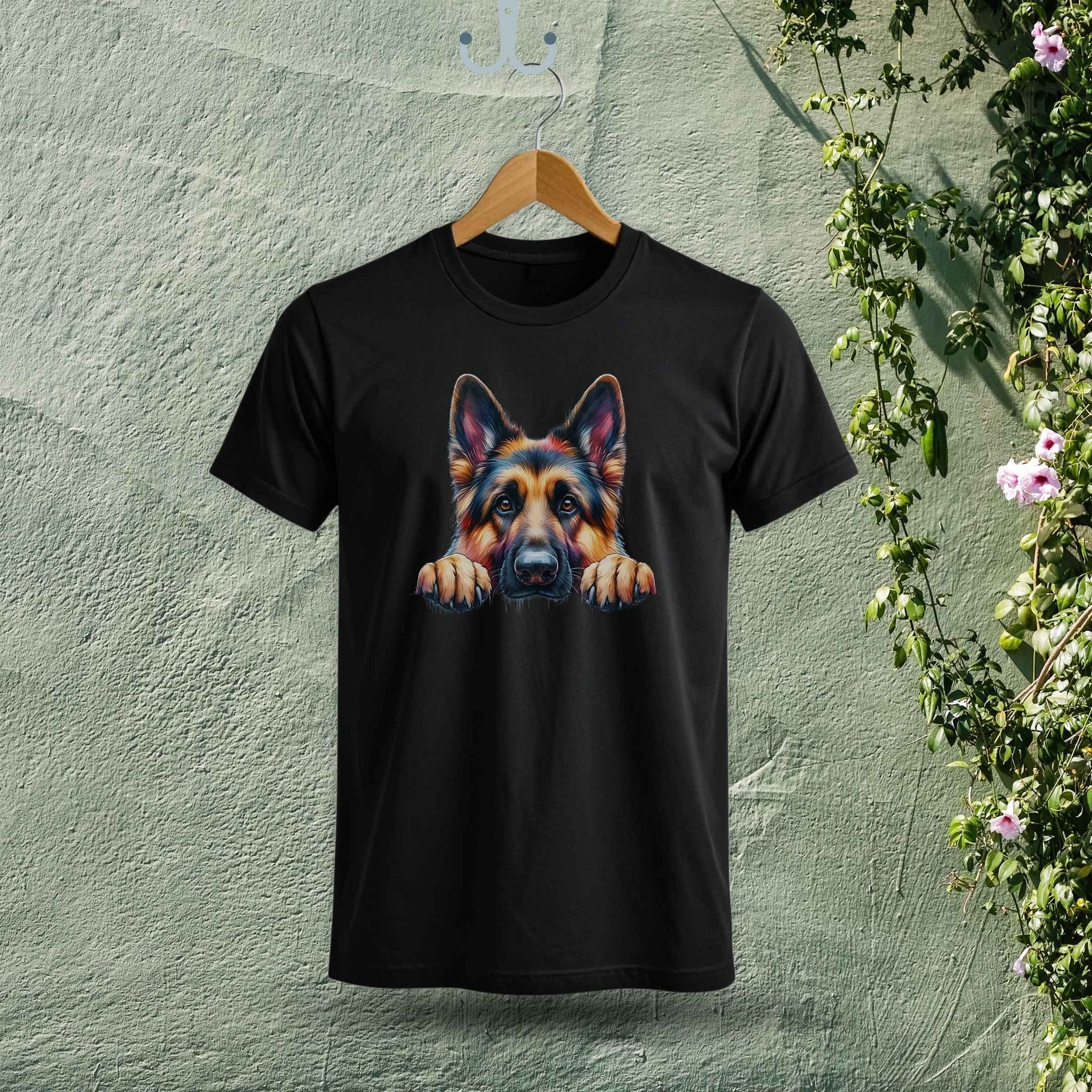 Trishoolin Curious German Shepherd Theme T-Shirt | Design 80122MB | Cotton Regular Fit | Crew Neck / Round Neck Half Sleeve | Pack of 1